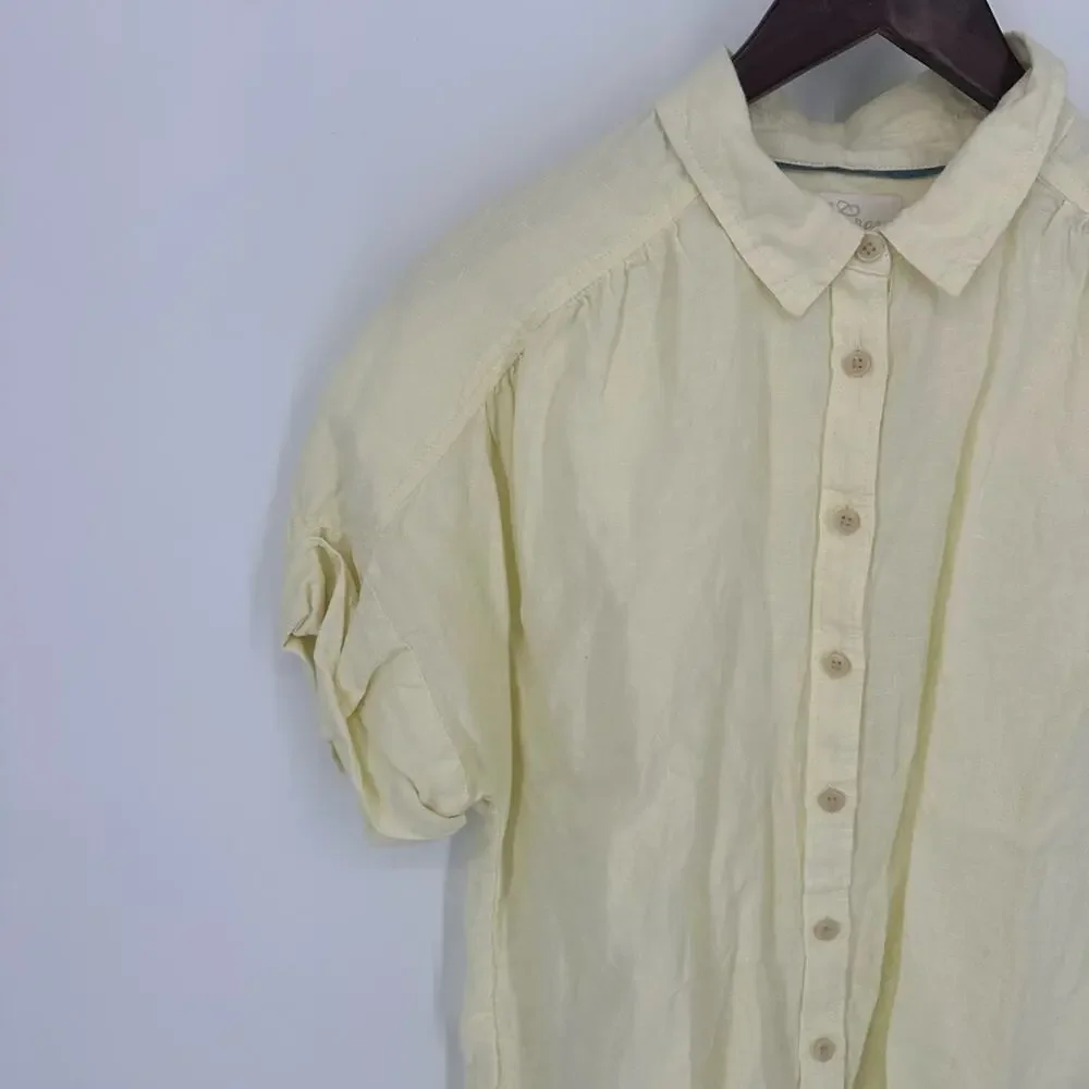 J. Crew Relaxed-fit short-sleeve Baird McNutt Irish linen shirt Butter Yellow M